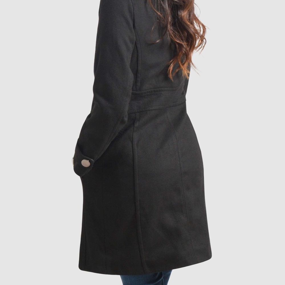 OLGYN Women’s Black Plus Size Overcoat - Picture 2 of 4